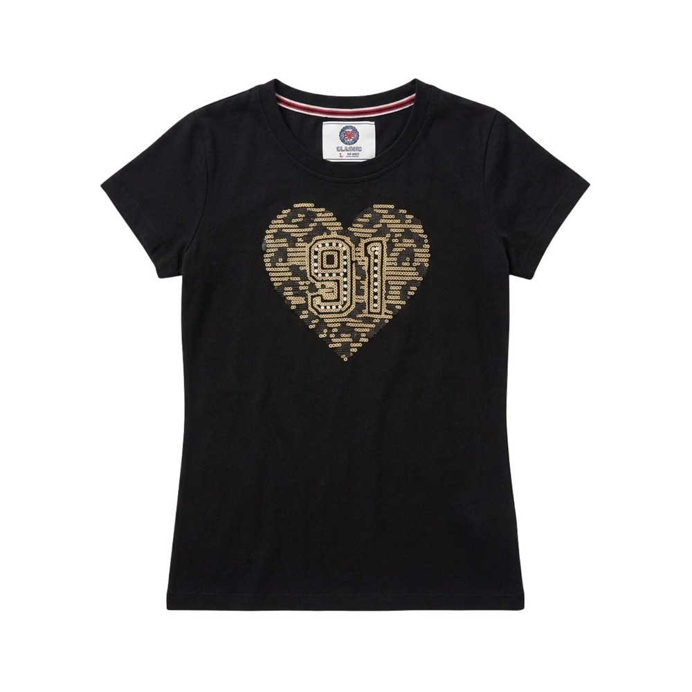 Vintage Southpole Y2K Sequin Heart Graphic Top Black Size L